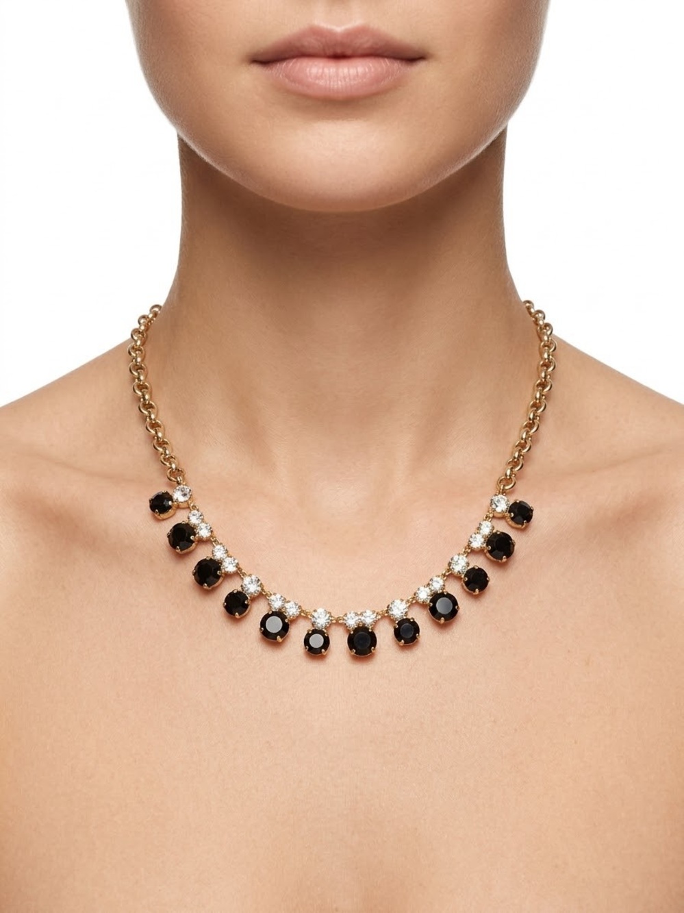 J Crew Gold Necklace with Black and Clear - Women Jewelry